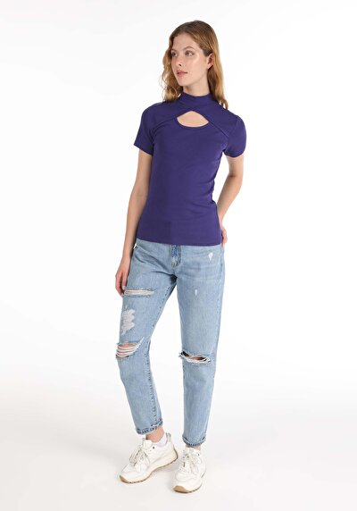 Image de T-shirt À Manches Courtes Violet Slim Fit Femme