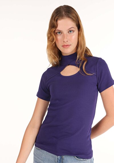 Image de T-shirt À Manches Courtes Violet Slim Fit  Femme
