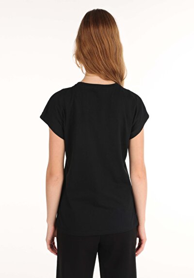 Image de T-shirt À Manches Courtes Noir Regular Fit Femme