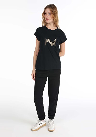 Image de T-shirt À Manches Courtes Noir Regular Fit  Femme