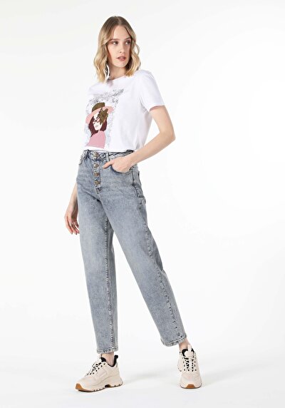 Image de 889 Katy Pantalon Denim Tapered Leg  En  High Boy Fit Femme