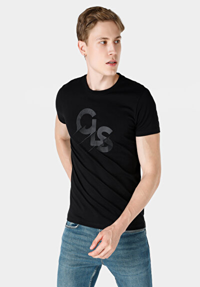 Afficher les détails de T-shirt À Manches Courtes Noir Slim Fit  Homme