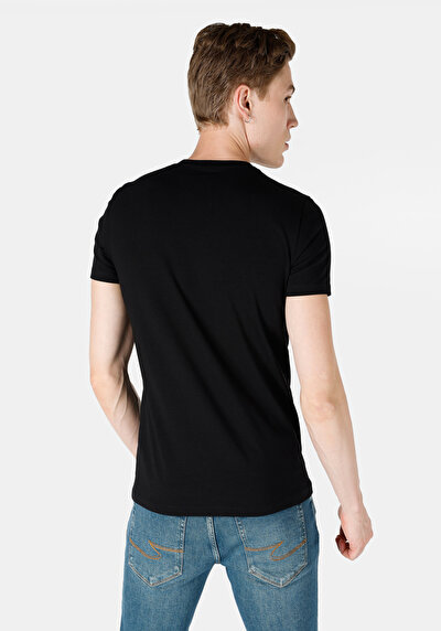 Afficher les détails de T-shirt À Manches Courtes Noir Slim Fit  Homme