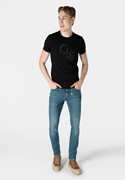 Afficher les détails de T-shirt À Manches Courtes Noir Slim Fit  Homme