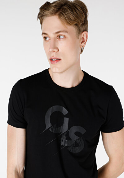 Afficher les détails de T-shirt À Manches Courtes Noir Slim Fit  Homme