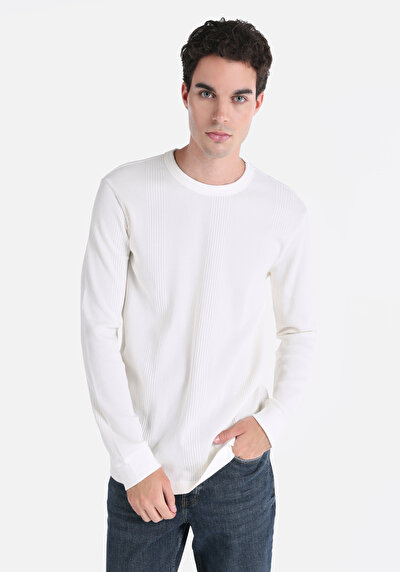 Image de T-shirt À Manches Longues Ecru Regular Fit  Homme