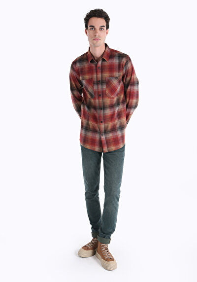 Image de Chemise À Manches Longues Marron Homme