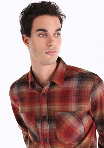 Image de Chemise À Manches Longues Marron    Homme