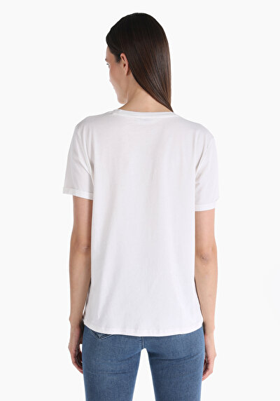 Image de T-shirt À Manches Courtes Ecru Regular Fit Femme
