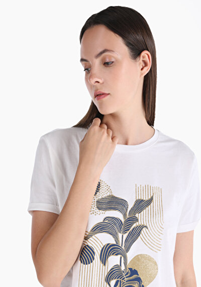Image de T-shirt À Manches Courtes Ecru Regular Fit  Femme