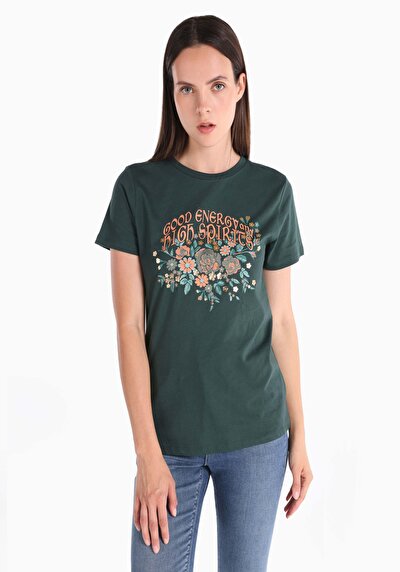 Image de T-shirt À Manches Courtes Vert Slim Fit  Femme