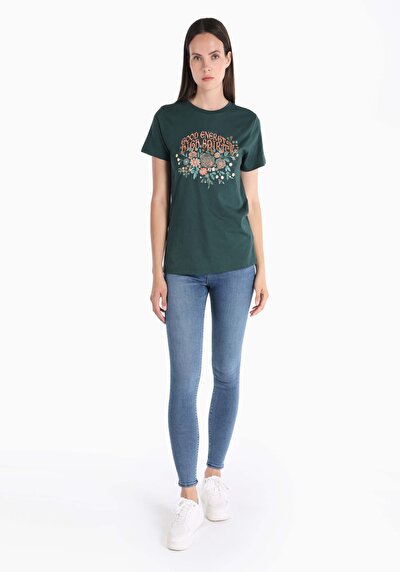 Image de T-shirt À Manches Courtes Vert Slim Fit  Femme