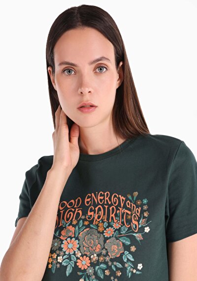 Image de T-shirt À Manches Courtes Vert Slim Fit  Femme