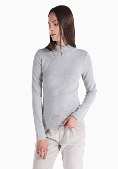 Image de T-shirt À Manches Longues Gris Slim Fit Femme