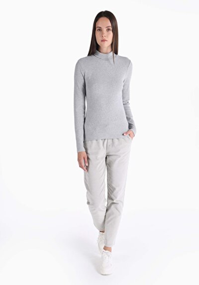 Image de T-shirt À Manches Longues Gris Slim Fit  Femme
