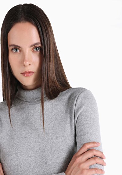 Image de T-shirt À Manches Longues Gris Slim Fit  Femme
