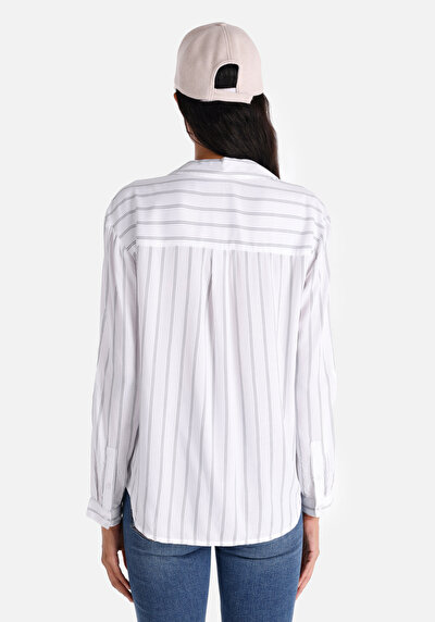 Image de Chemisier À Manches Longues Blanc Regular Fit Femme