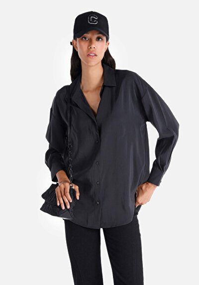 Image de Chemise À Manches Longues Anthracite Regular Fit   Femme