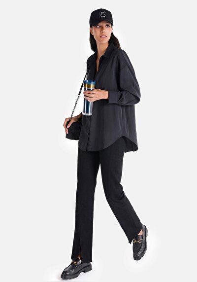 Image de Chemise À Manches Longues Anthracite Regular Fit Femme