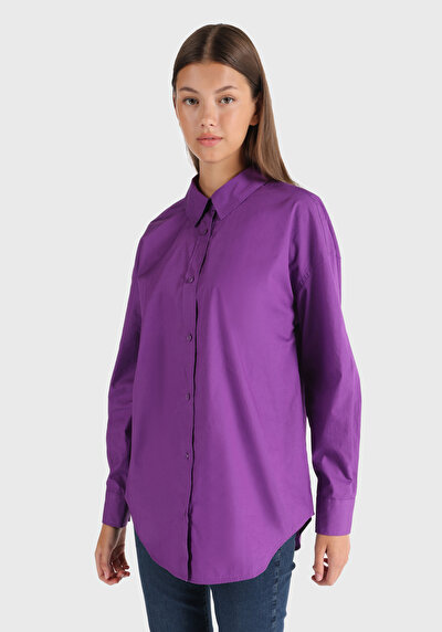 Image de Chemise À Manches Longues Violet Relaxed Fit Femme