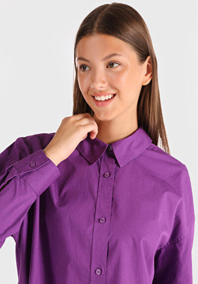 Image de Chemise À Manches Longues Violet Relaxed Fit   Femme