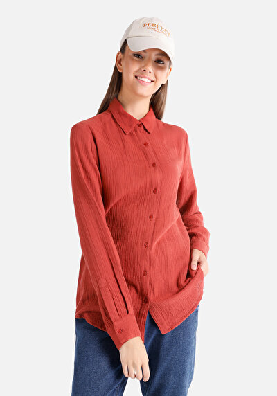 Image de Chemise À Manches Longues Marron Regular Fit   Femme