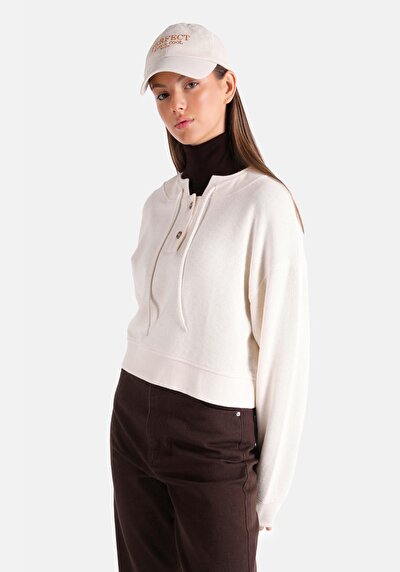 Image de T-shirt À Manches Longues Ecru Regular Fit Femme