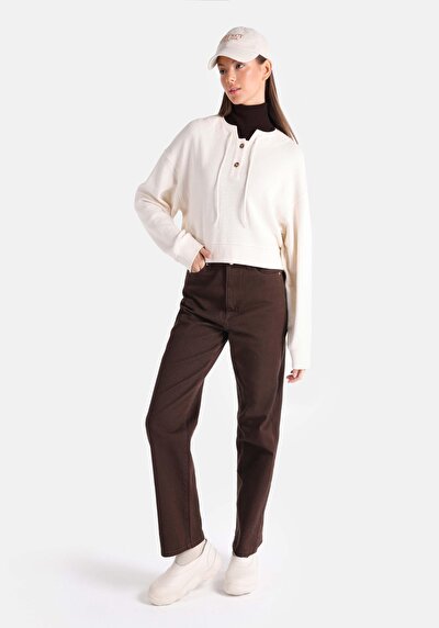 Image de T-shirt À Manches Longues Ecru Regular Fit Femme
