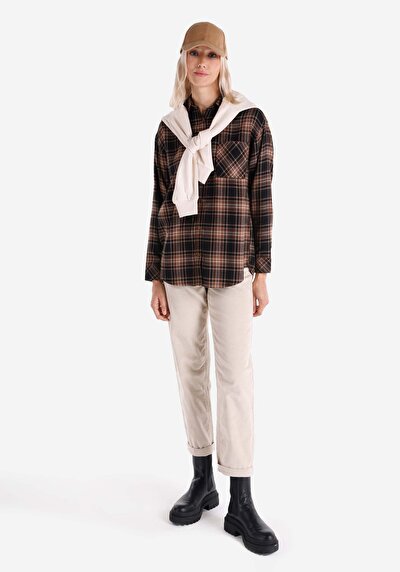 Image de Chemise À Manches Longues Marron    Femme