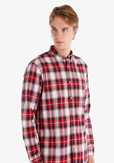 Image de Chemise À Manches Longues Rouge Regular Fit   Homme