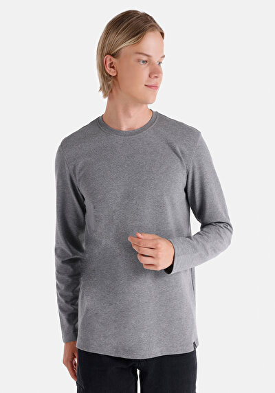 Image de T-shirt À Manches Longues Gris Regular Fit  Homme