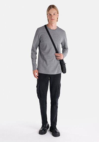 Image de T-shirt À Manches Longues Gris Regular Fit  Homme