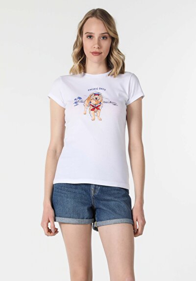 Image de T-shirt À Manches Courtes Blanc Slim Fit  Femme