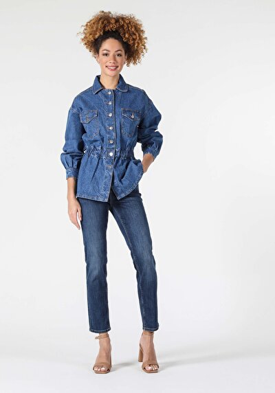 Afficher les détails de Veste De Blazer Bleu Oversize Fit   Femme