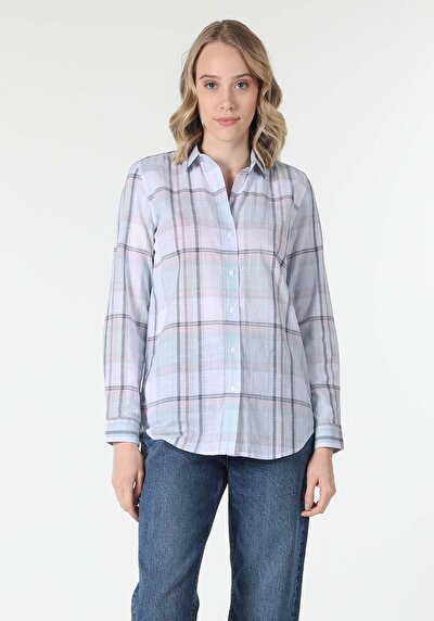 Image de Chemise À Manches Longues Bleu Regular Fit   Femme