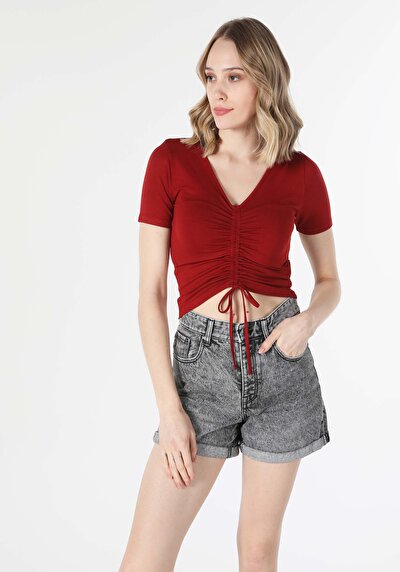 Image de T-shirt À Manches Courtes Marron Slim Fit Femme