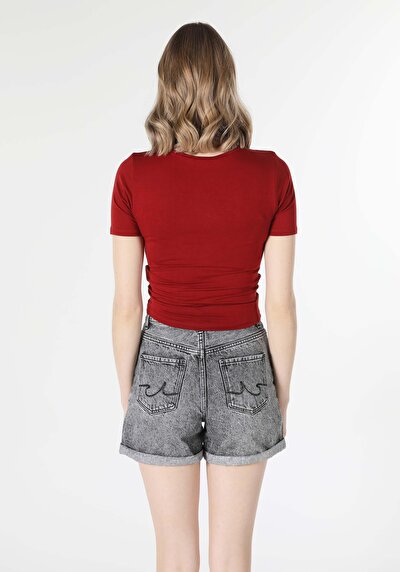 Image de T-shirt À Manches Courtes Marron Slim Fit Femme