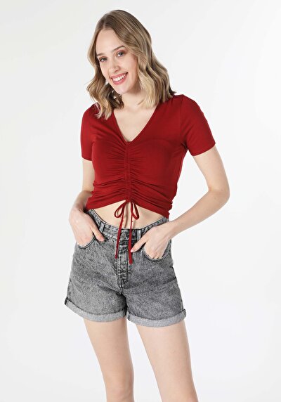 Image de T-shirt À Manches Courtes Marron Slim Fit  Femme