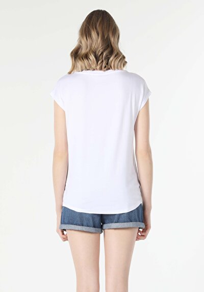 Image de T-shirt À Manches Courtes Blanc Regular Fit  Femme