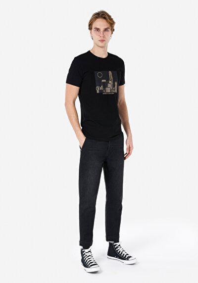Image de T-shirt À Manches Courtes Noir Slim Fit Homme