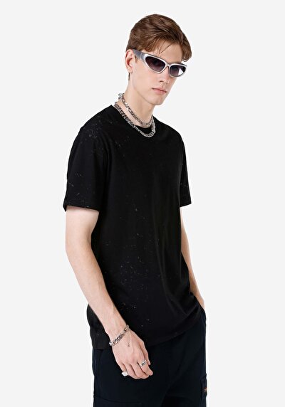 Image de T-shirt À Manches Courtes Noir Comfort Fit Imprimé Homme