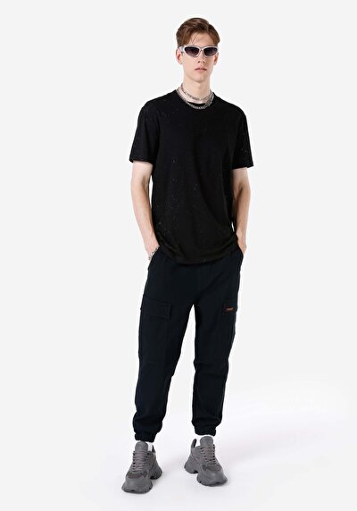 Image de T-shirt À Manches Courtes Noir Comfort Fit Imprimé Homme