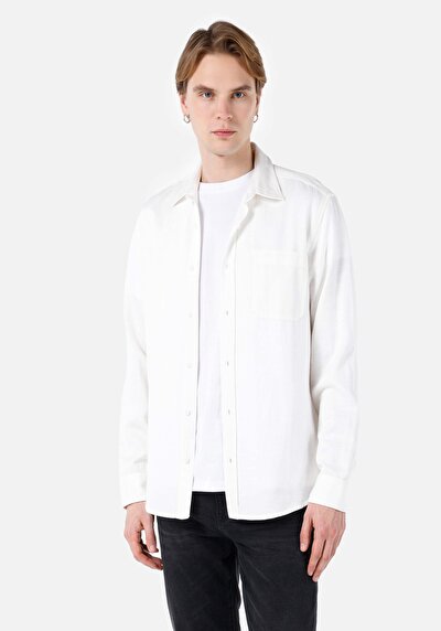 Image de Chemise À Manches Longues Blanc Regular Fit   Homme