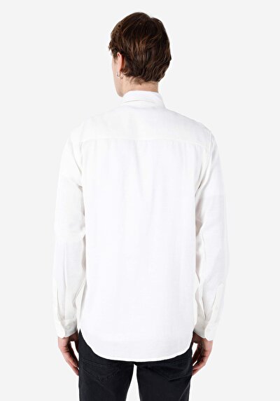 Image de Chemise À Manches Longues Blanc Regular Fit   Homme