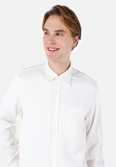 Image de Chemise À Manches Longues Blanc Regular Fit   Homme