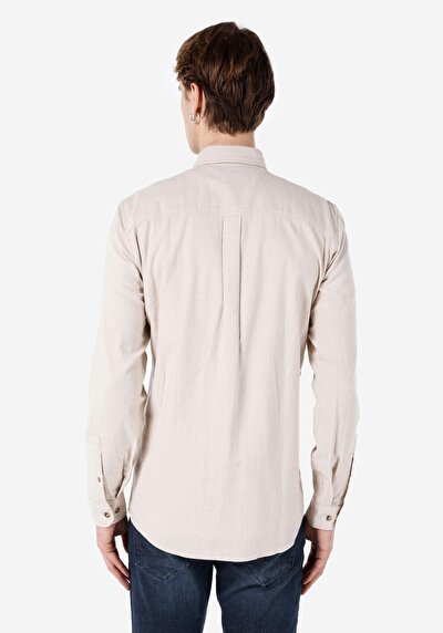 Image de Chemise À Manches Longues Beige Regular Fit   Homme