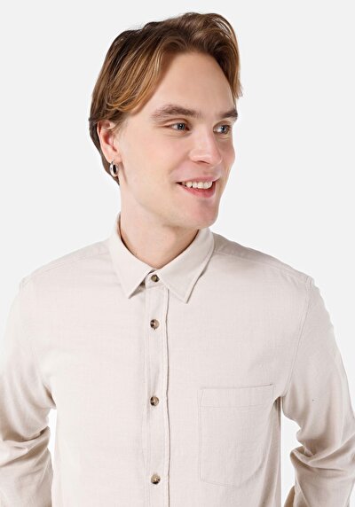Image de Chemise À Manches Longues Beige Regular Fit   Homme