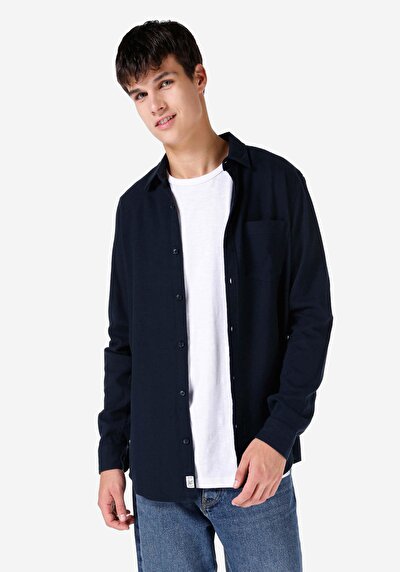 Image de Chemise À Manches Longues Marine Regular Fit   Homme