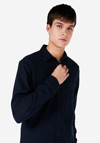 Image de Chemise À Manches Longues Marine Regular Fit   Homme