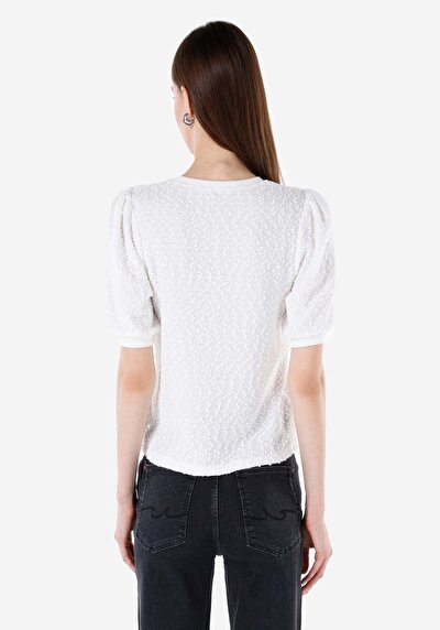 Image de T-shirt À Manches Courtes Blanc Regular Fit Droit Femme